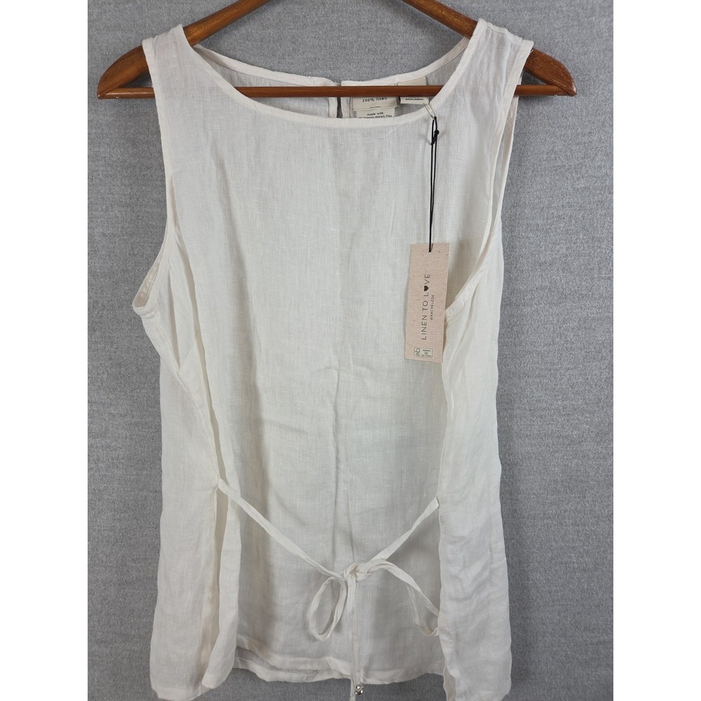 Rachel Zoe Linen to Love Sleeveless Tank Top M Beaded Tie Front Shell NEW